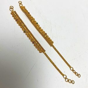 22K real gold hair decoration handmade one of a kind. Ruby and Emerald Details.